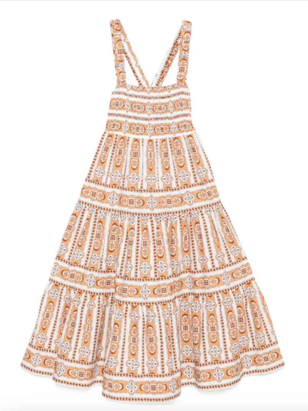 CARA CARA Taormina Dress Bria Stripe Egret Smocked White Midi With Tags Size XS
